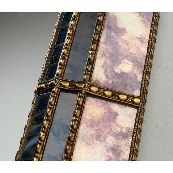Image 1 of Miroir vintage avec miroirs à facettes et guirlandes en laiton, 1970