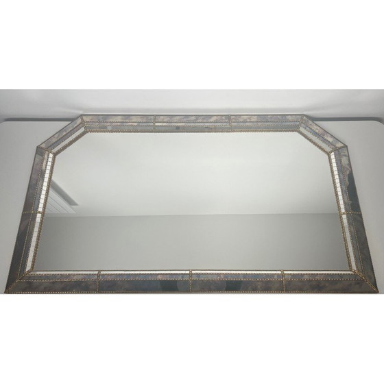 Image 1 of Miroir vintage avec miroirs à facettes et guirlandes en laiton, 1970