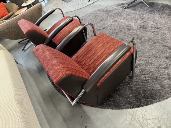 Image 1 of 2 Fauteuil Leolux Scylla en cuir rouge et brun