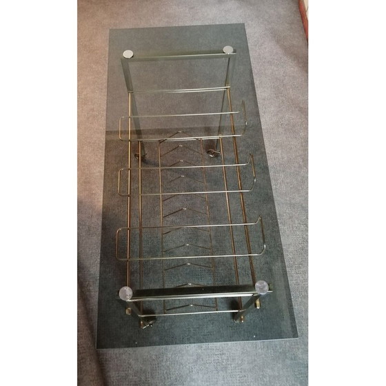 Image 1 of Table de service hifi vintage en laiton, 1960s