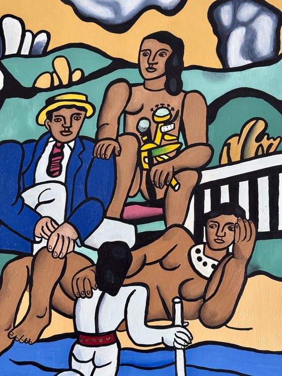 Image 1 of Peter Waterschoot 1969-2022 Superbe Peinture Hommage À Fernand Léger