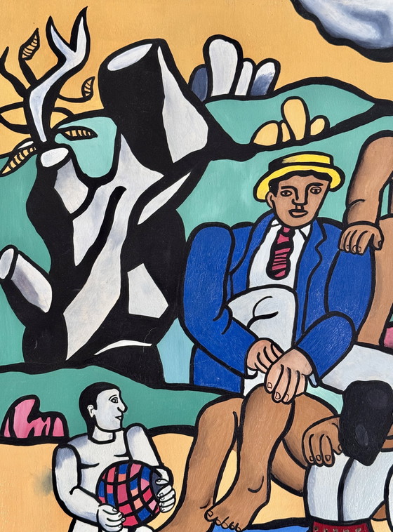 Image 1 of Peter Waterschoot 1969-2022 Superbe Peinture Hommage À Fernand Léger