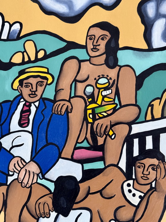 Image 1 of Peter Waterschoot 1969-2022 Superbe Peinture Hommage À Fernand Léger