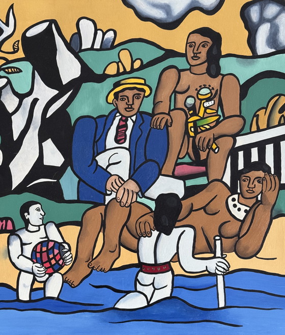 Image 1 of Peter Waterschoot 1969-2022 Superbe Peinture Hommage À Fernand Léger