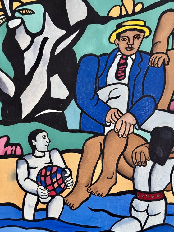 Image 1 of Peter Waterschoot 1969-2022 Superbe Peinture Hommage À Fernand Léger