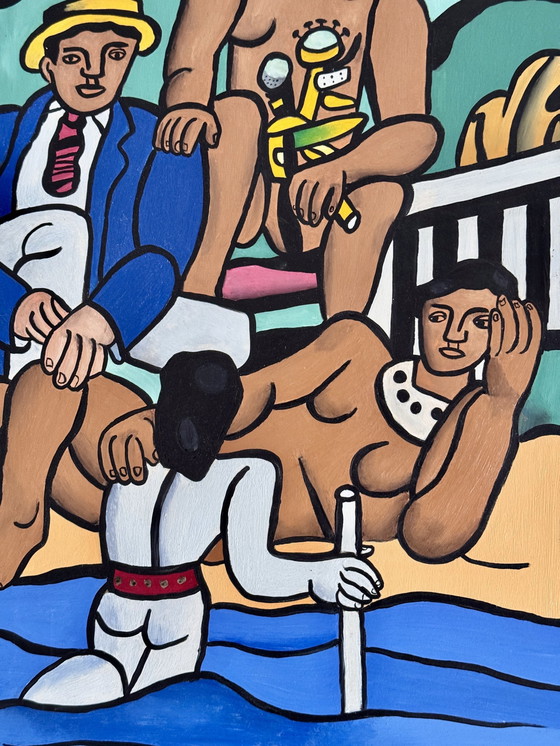 Image 1 of Peter Waterschoot 1969-2022 Superbe Peinture Hommage À Fernand Léger