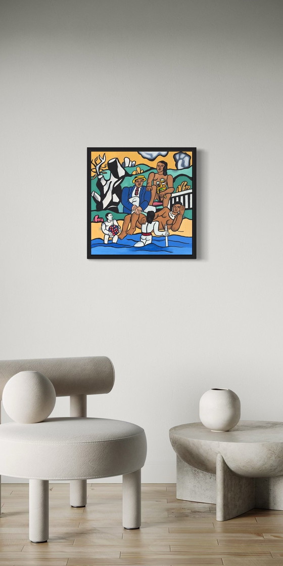 Image 1 of Peter Waterschoot 1969-2022 Superbe Peinture Hommage À Fernand Léger