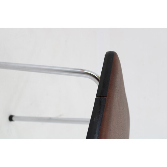 Image 1 of Paire de tabourets vintage en faux cuir et aluminium, Tchécoslovaquie 1970