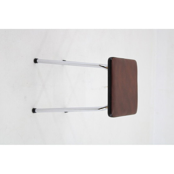 Image 1 of Paire de tabourets vintage en faux cuir et aluminium, Tchécoslovaquie 1970