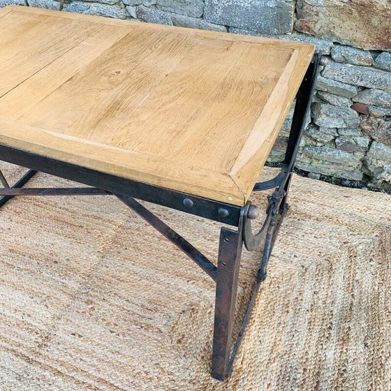 Image 1 of Table d'atelier vintage en chêne et métal