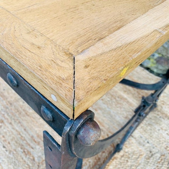 Image 1 of Table d'atelier vintage en chêne et métal