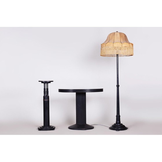 Image 1 of Piédestal vintage Art Déco en chêne et laiton par Josef Franz Maria Hoffmann pour Wiener Werkstätte, Autriche 1920