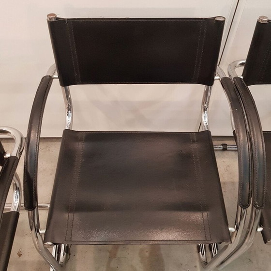 Image 1 of Ensemble de 4 fauteuils vintage noirs Mart Stam