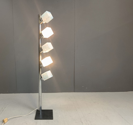 Image 1 of Lampadaire cubique en verre vintage, 1970S