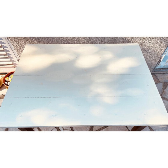 Image 1 of Table de ferme vintage avec pieds en chêne