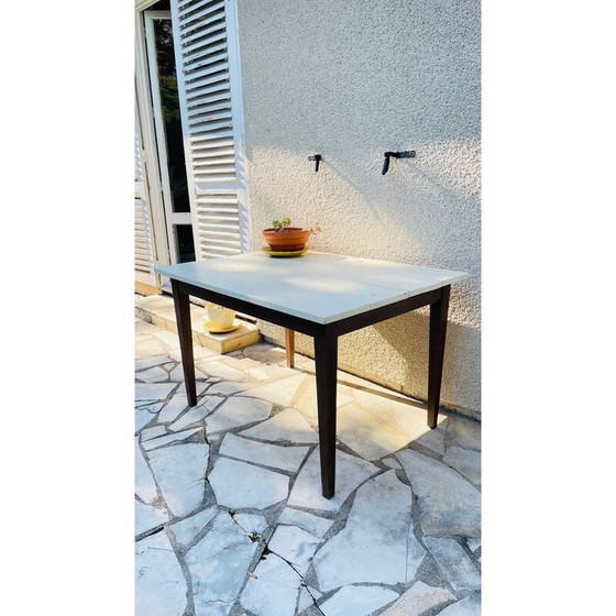 Image 1 of Table de ferme vintage avec pieds en chêne