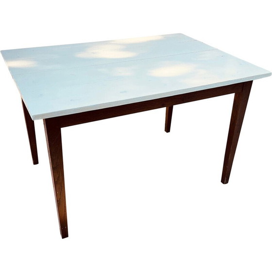 Image 1 of Table de ferme vintage avec pieds en chêne