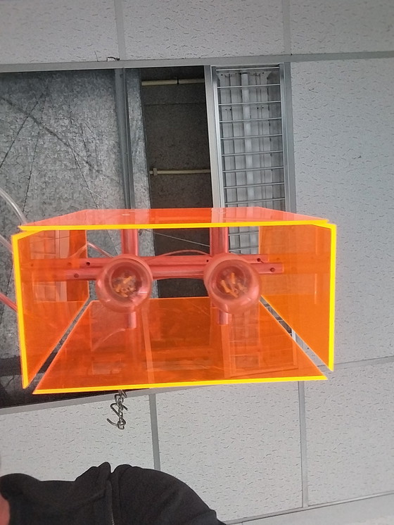Image 1 of 10 X lampes en plexiglas orange Dark Bridge 1990's