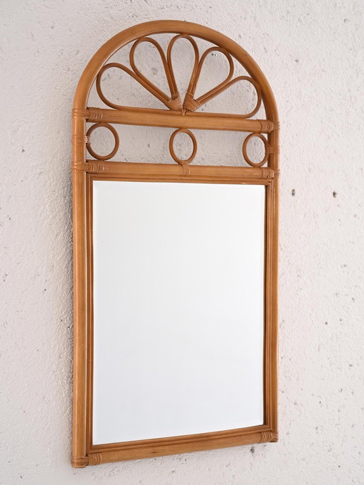 Miroir encadré en bambou vintage