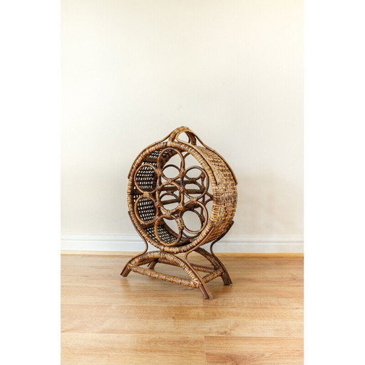 Porte-bouteilles en bambou avec 7 vins, 1960