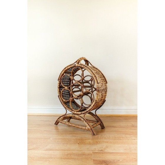 Image 1 of Porte-bouteilles en bambou avec 7 vins, 1960