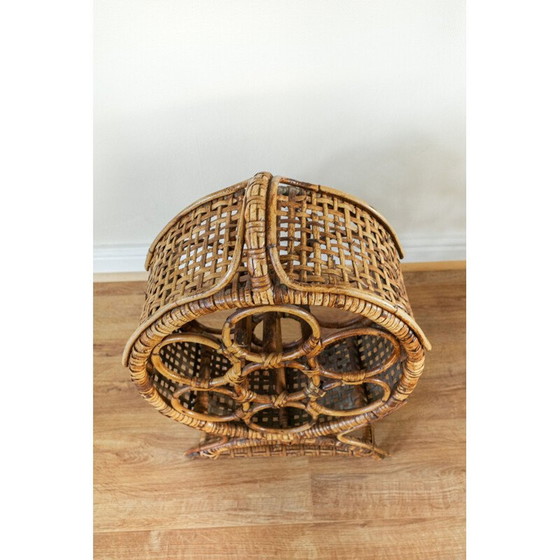 Image 1 of Porte-bouteilles en bambou avec 7 vins, 1960