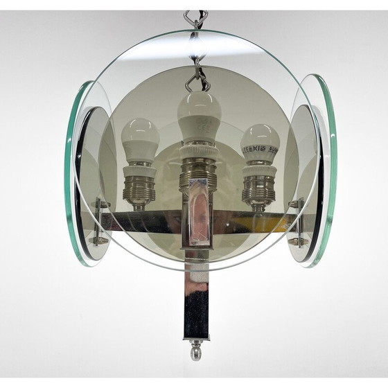 Image 1 of Lustre vintage Art Déco en chrome et verre, années 1920