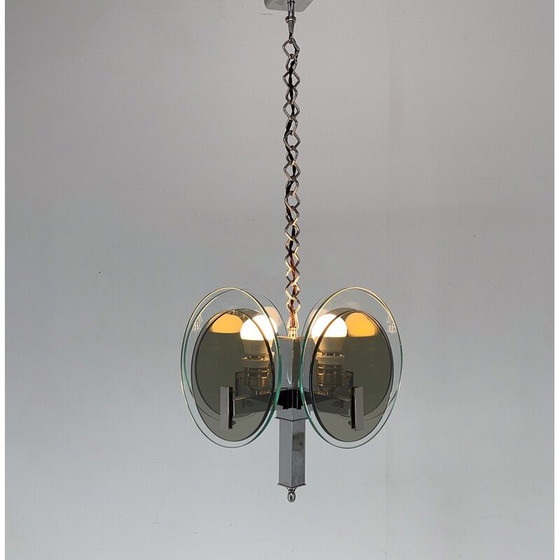 Image 1 of Lustre vintage Art Déco en chrome et verre, années 1920