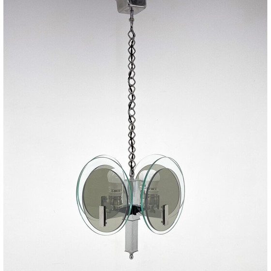 Image 1 of Lustre vintage Art Déco en chrome et verre, années 1920