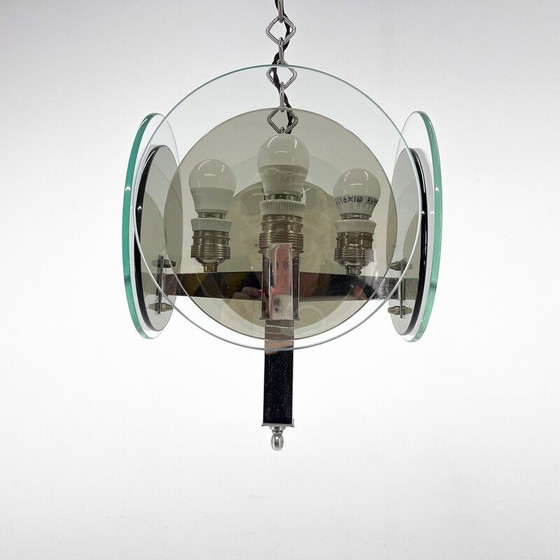 Image 1 of Lustre vintage Art Déco en chrome et verre, années 1920