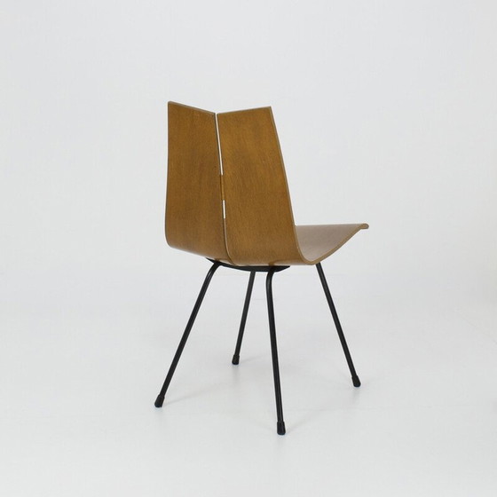 Image 1 of Chaise vintage modèle "GA" en métal laqué noir et contreplaqué par Hans Bellmann pour Horgenglarus, Suisse 1950