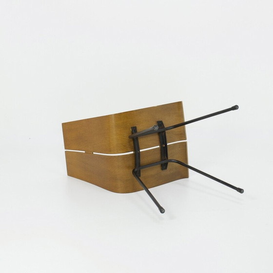 Image 1 of Chaise vintage modèle "GA" en métal laqué noir et contreplaqué par Hans Bellmann pour Horgenglarus, Suisse 1950