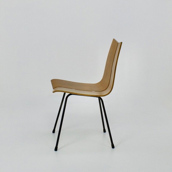 Image 1 of Chaise vintage modèle "GA" en métal laqué noir et contreplaqué par Hans Bellmann pour Horgenglarus, Suisse 1950