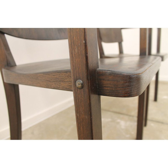 Image 1 of Paire de fauteuils de bureau vintage en bois courbé, Tchécoslovaquie années 1950