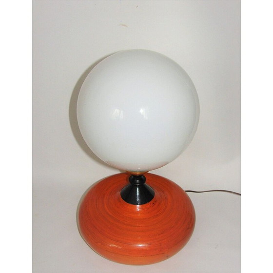 Image 1 of Lampe vintage en laiton et bois, 1970