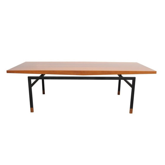 Image 1 of Table basse vintage en noyer et métal, Allemagne 1960