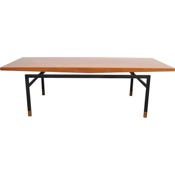 Image 1 of Table basse vintage en noyer et métal, Allemagne 1960