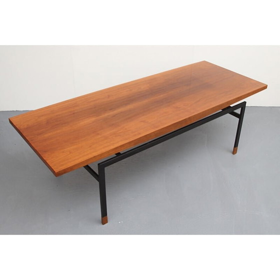 Image 1 of Table basse vintage en noyer et métal, Allemagne 1960