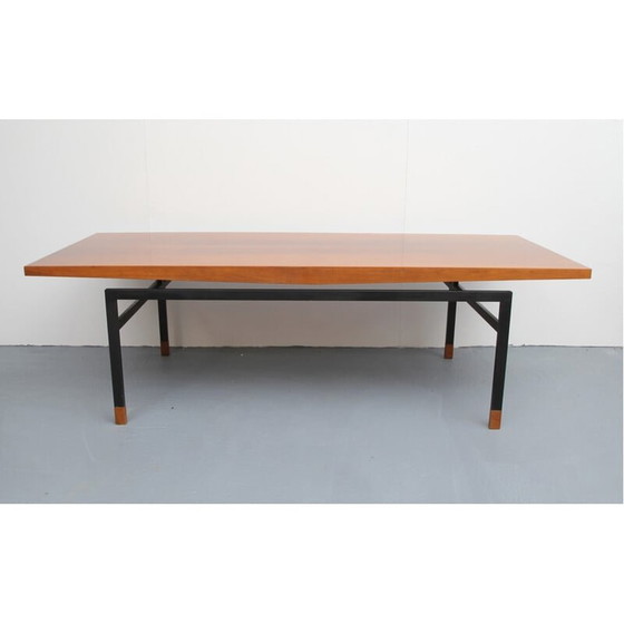 Image 1 of Table basse vintage en noyer et métal, Allemagne 1960