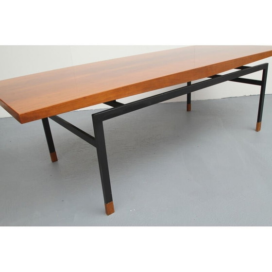 Image 1 of Table basse vintage en noyer et métal, Allemagne 1960