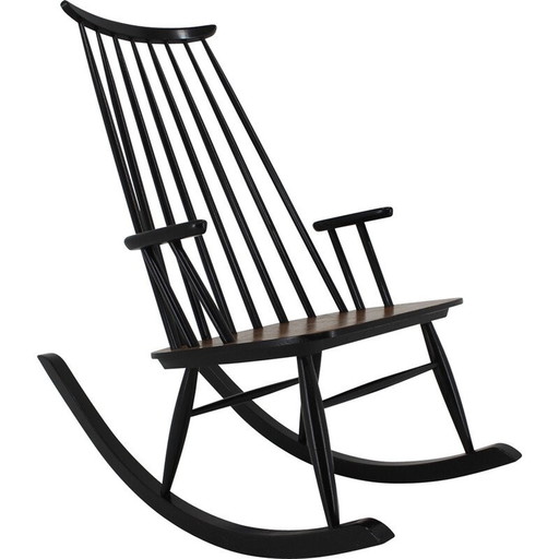 Fauteuil à bascule vintage en hêtre par Varjosen Puunjalostus, Finlande années 1960