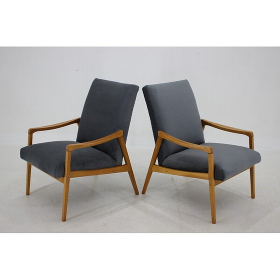Image 1 of Paire de fauteuils vintage en bois de hêtre ,Tchécoslovaquie 1970