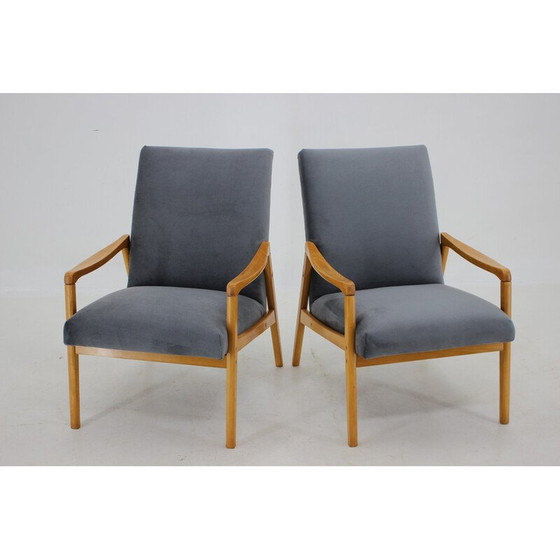 Image 1 of Paire de fauteuils vintage en bois de hêtre ,Tchécoslovaquie 1970