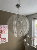 Lampe suspendue fil de fer et plexiglas Paul Secon