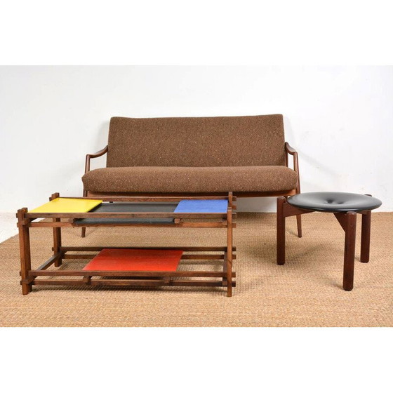 Image 1 of Tabouret en cuir vintage par Uno & Osten Kristiansson, 1960s