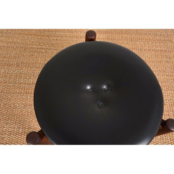 Image 1 of Tabouret en cuir vintage par Uno & Osten Kristiansson, 1960s