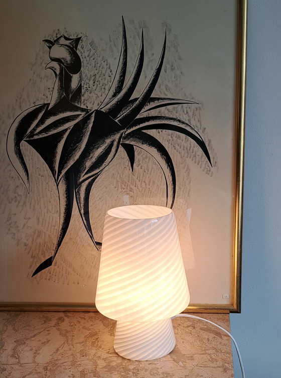 Image 1 of Venini Mushroom Table Lamp White Glass