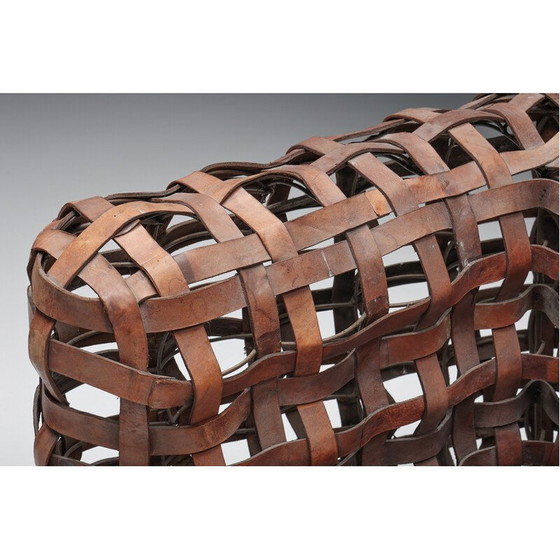 Image 1 of Canapé sculptural vintage en cuir tressé, années 1950