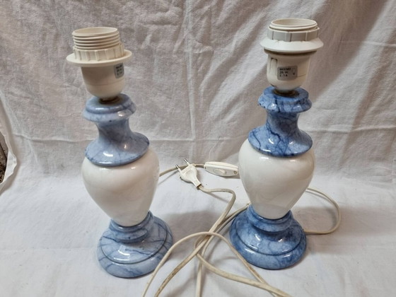 Image 1 of Pied De Lampe En Marbre Bleu Spain 1970