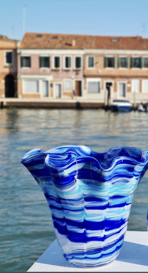 Vase Bleu Verre De Murano